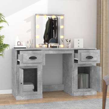 Stylish Concrete Grey Dressing Table with LED - 130x50x132.5 cm