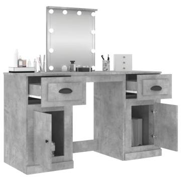 Stylish Concrete Grey Dressing Table with LED - 130x50x132.5 cm