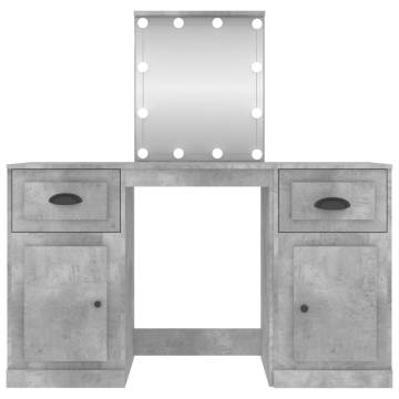 Stylish Concrete Grey Dressing Table with LED - 130x50x132.5 cm