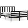 Black Bed Frame with Headboard - 120x200 cm Solid Wood