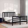 Black Bed Frame with Headboard - 120x200 cm Solid Wood