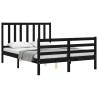 Black Bed Frame with Headboard - 120x200 cm Solid Wood