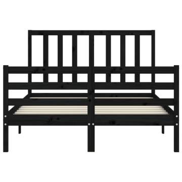 Black Bed Frame with Headboard - 120x200 cm Solid Wood