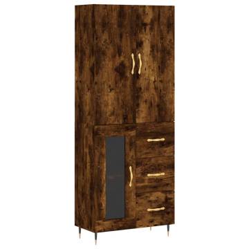 Stylish Highboard in Smoked Oak | 69.5x34x180 cm