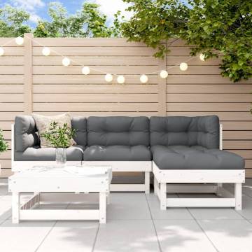 5 Piece Garden Lounge Set - Solid Pine Wood - Stylish & Modular