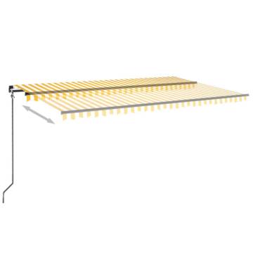 Manual Retractable Awning with LED - 500x350 cm Yellow & White