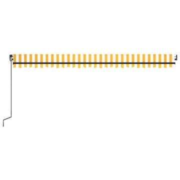 Manual Retractable Awning with LED - 500x350 cm Yellow & White