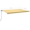 Manual Retractable Awning with LED - 500x350 cm Yellow & White