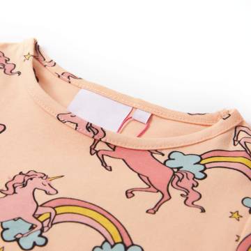 Kids' Short Sleeve Pyjamas - Light Orange Unicorn Design