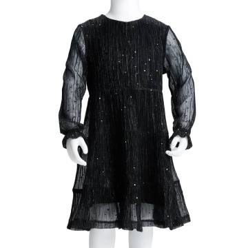 Stylish Black Kids' Dress with Long Sleeves - Size 104