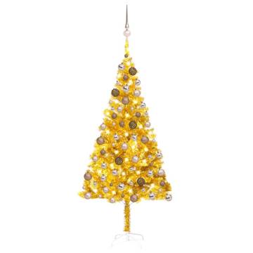 Pre-lit Gold Christmas Tree with Ball Set - 180 cm PET