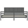 Stylish Grey Bed Frame with Headboard - 200x200 cm Solid Wood