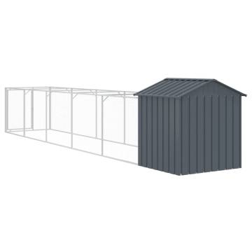 Durable Anthracite Dog House with Roof - Galvanised Steel