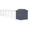 Durable Anthracite Dog House with Roof - Galvanised Steel