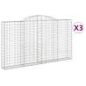 Arched Gabion Baskets - 3 pcs Galvanised Iron - 300x30x160/180 cm