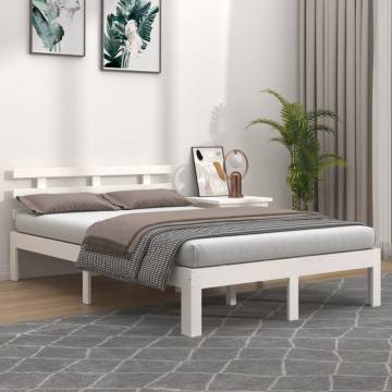 White Solid Wood Bed Frame 120x200 cm - Modern Design