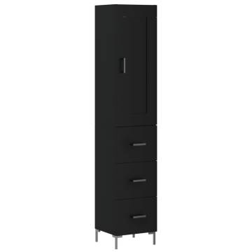 Highboard Black 34.5x34x180 cm - Stylish Engineered Wood Storage