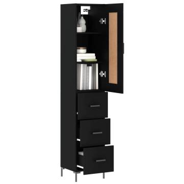 Highboard Black 34.5x34x180 cm - Stylish Engineered Wood Storage