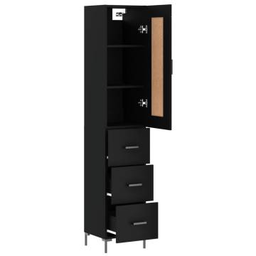 Highboard Black 34.5x34x180 cm - Stylish Engineered Wood Storage