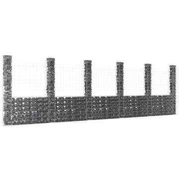 U-Shape Gabion Basket with 6 Posts - 620x20x200 cm