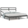 Grey Solid Wood Bed Frame 180x200 cm - Super King Size