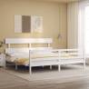 Bed Frame with Headboard White 200x200 cm Solid Wood Colour white Size 200 x 200 cm Model low 