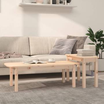 Elegant 2 Piece Coffee Table Set - Solid Pine Wood