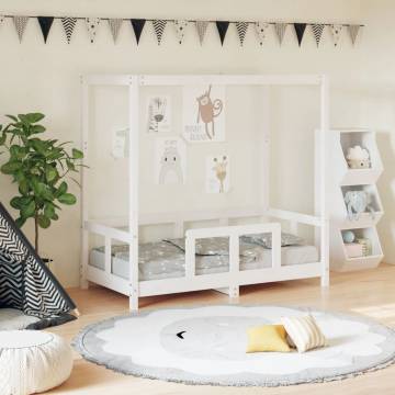 Kids Bed Frame White 70x140 cm - Solid Wood Pine | HipoMarket