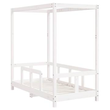 Kids Bed Frame White 70x140 cm - Solid Wood Pine | HipoMarket