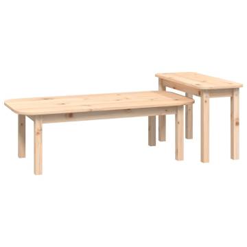 Elegant 2 Piece Coffee Table Set - Solid Pine Wood