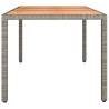 Garden Table with Wooden Top - Grey Poly Rattan & Acacia