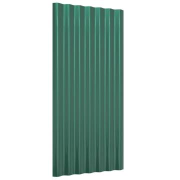 36 pcs Green Powder-coated Steel Roof Panels - 80x36 cm