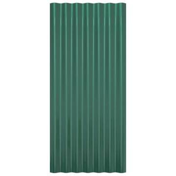 36 pcs Green Powder-coated Steel Roof Panels - 80x36 cm