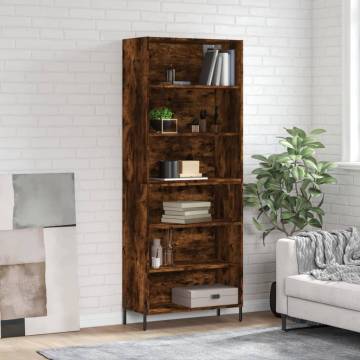 Highboard Smoked Oak - Modern Engineered Wood Storage Cabinet