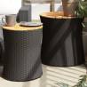 Garden Side Tables 2 pcs with Wooden Top Black Poly Rattan Colour black Quantity in Package 1 Shape full weaving 