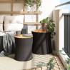 Stylish Garden Side Tables Set - 2 pcs in Black Poly Rattan