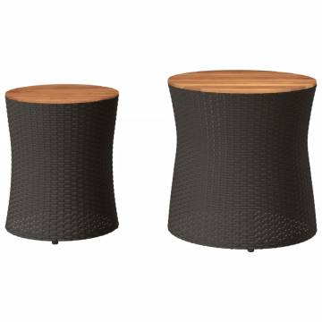 Stylish Garden Side Tables Set - 2 pcs in Black Poly Rattan