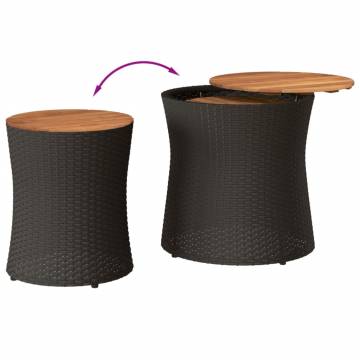 Stylish Garden Side Tables Set - 2 pcs in Black Poly Rattan