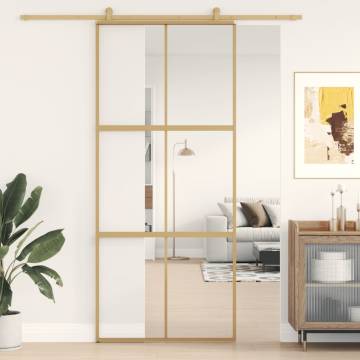 Gold Sliding Door 90x205 cm - Clear ESG Glass & Aluminium