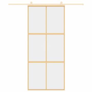 Gold Sliding Door 90x205 cm - Clear ESG Glass & Aluminium