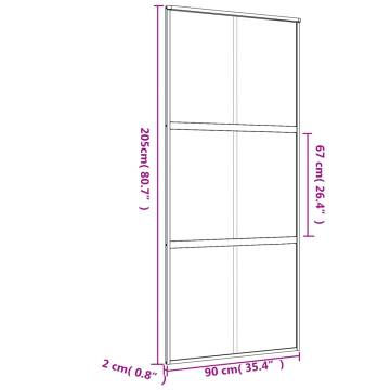 Gold Sliding Door 90x205 cm - Clear ESG Glass & Aluminium