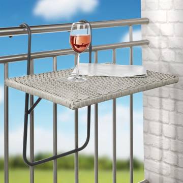 HI Folding Balcony Table - Grey Wicker Look 60x40 cm