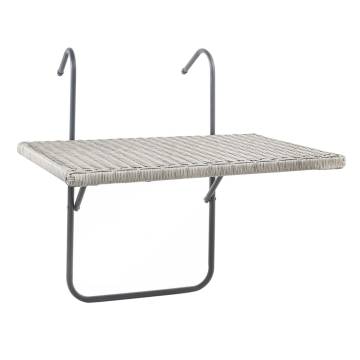 HI Folding Balcony Table - Grey Wicker Look 60x40 cm