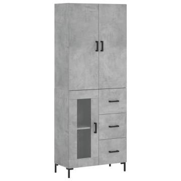 Stylish Highboard Concrete Grey - 69.5x34x180 cm