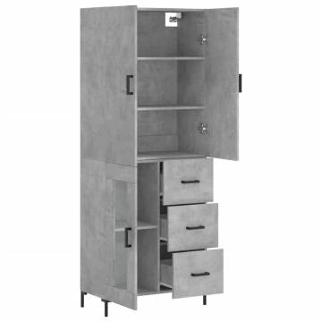 Stylish Highboard Concrete Grey - 69.5x34x180 cm