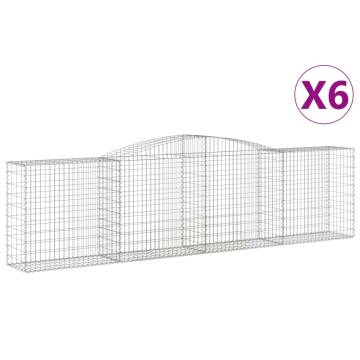 Arched Gabion Baskets - 6 pcs Galvanised Iron Garden Barrier