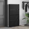 Shoe Cabinet with 4 Flip-Drawers - Black - 80x21x163.5 cm