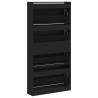 Shoe Cabinet with 4 Flip-Drawers - Black - 80x21x163.5 cm