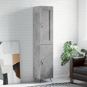 Stylish Highboard Concrete Grey - 34.5x34x180 cm | HiPoMarket