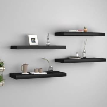 Stylish Floating Wall Shelves - Set of 4 in Black - HipoMarket